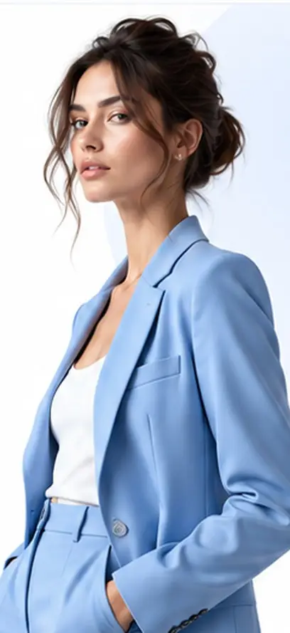 Modella in tailleur azzurro: immagine di Sartia